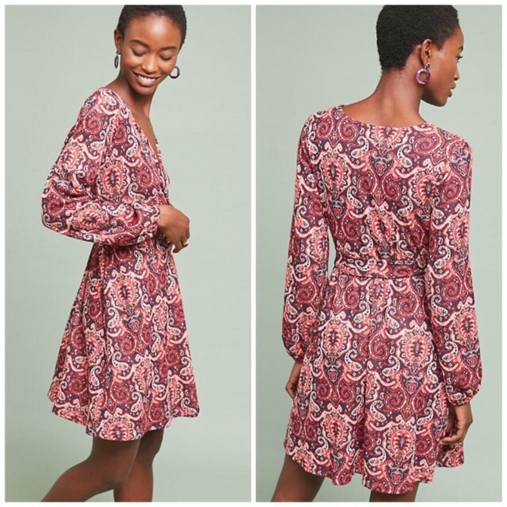 Anthropologie Maeve Paisley Belted Dress